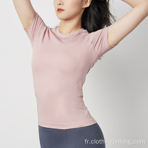 yoga évider t-shirt pour les femmes